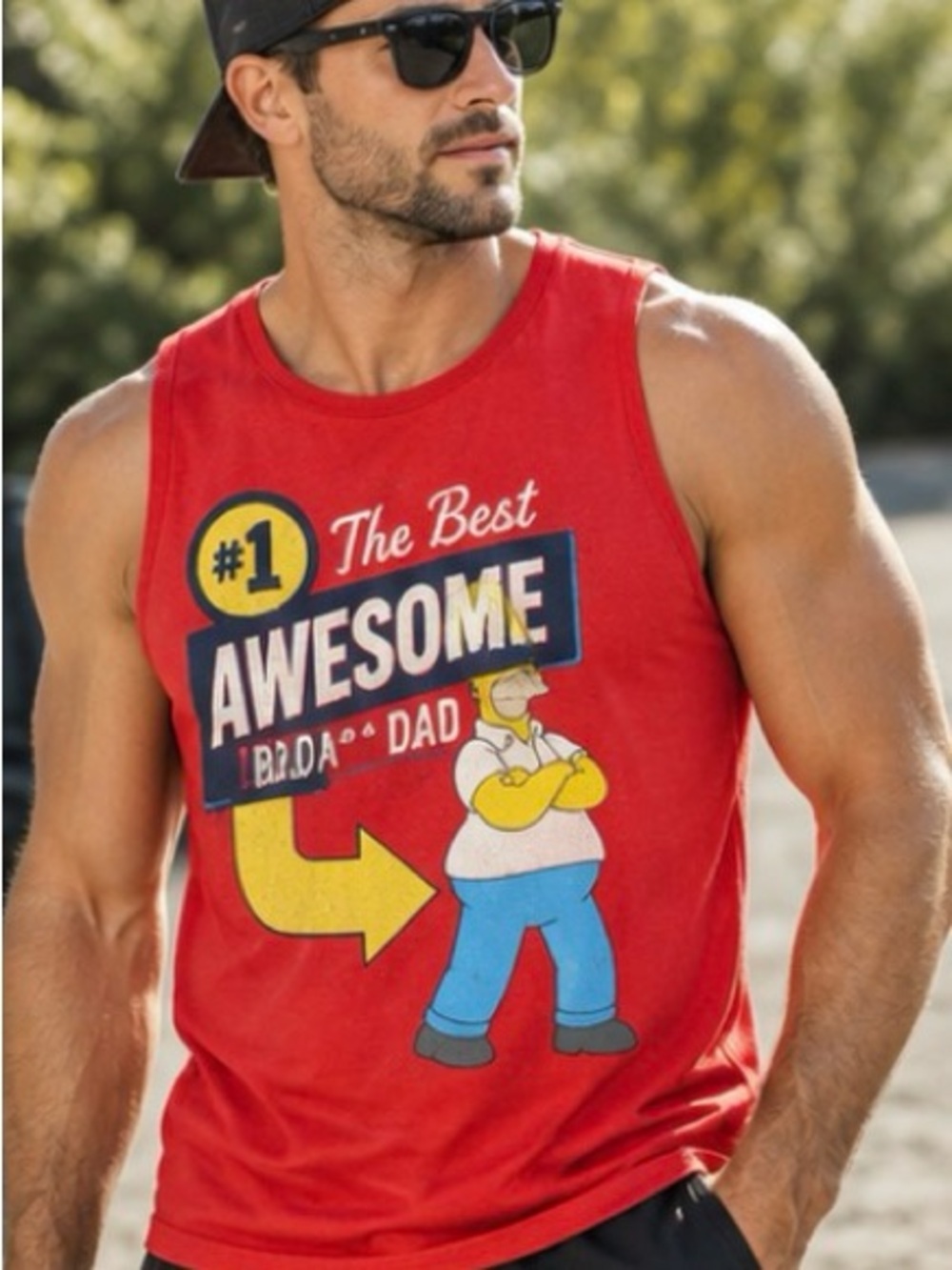 The Simpsons Shirt Tank Top Homer Best Awesome Dad Universal Studios Size Large